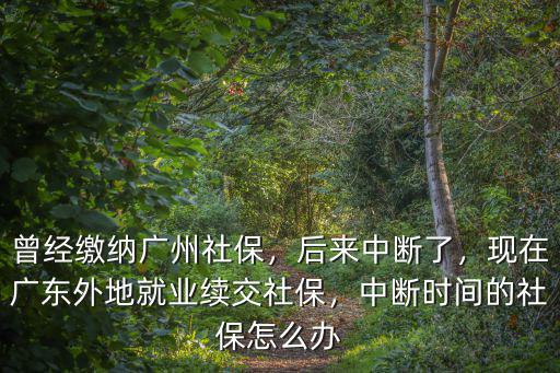 曾經繳納廣州社保，后來中斷了，現在廣東外地就業續交社保，中斷時間的社保怎么辦