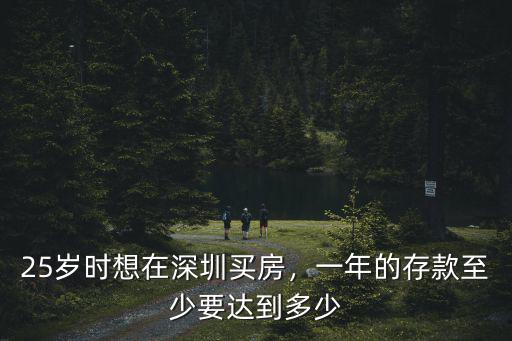 28歲在深圳要多少存款,25歲時想在深圳買房