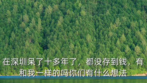 深圳人都有多少存款,在深圳有兩套房