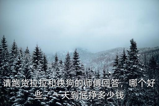 請跑貨拉拉和快狗的師傅回答，哪個好些，一天到底掙多少錢