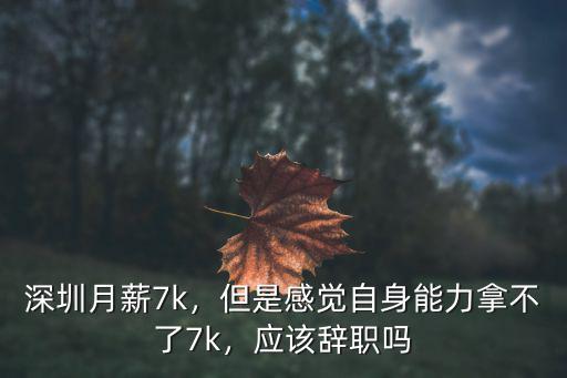 深圳月薪7k，但是感覺(jué)自身能力拿不了7k，應(yīng)該辭職嗎