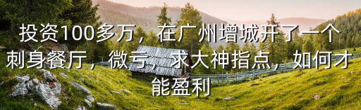 投資100多萬，在廣州增城開了一個刺身餐廳，微虧，求大神指點，如何才能盈利