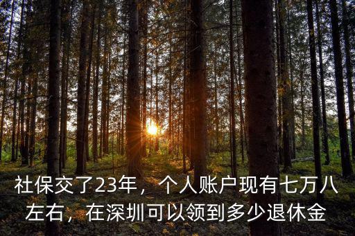 社保交了23年，個人賬戶現(xiàn)有七萬八左右，在深圳可以領(lǐng)到多少退休金