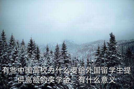 有些中國高校為什么要給外國留學(xué)生提供高額的獎學(xué)金，有什么意義