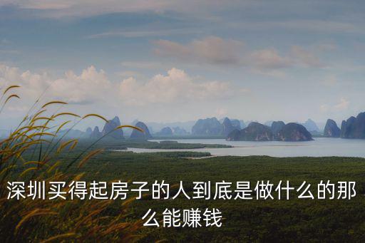 深圳買得起房子的人到底是做什么的那么能賺錢