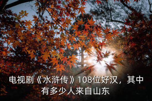 電視劇《水滸傳》108位好漢，其中有多少人來自山東