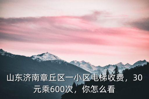 山東濟(jì)南章丘區(qū)一小區(qū)電梯收費(fèi)，30元乘600次，你怎么看