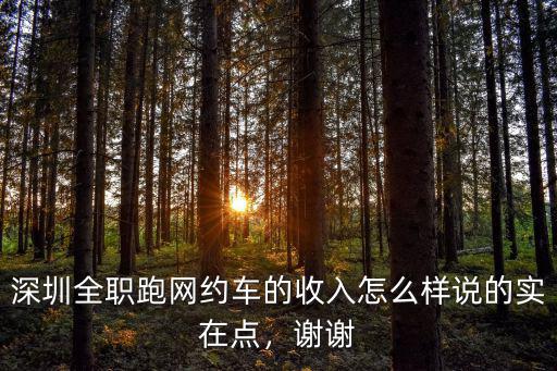 深圳全職跑網約車的收入怎么樣說的實在點，謝謝