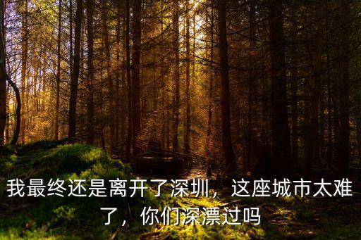 深圳不去了會怎么樣,我最終還是離開了深圳