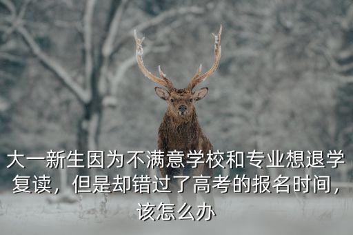 大一新生因為不滿意學(xué)校和專業(yè)想退學(xué)復(fù)讀，但是卻錯過了高考的報名時間，該怎么辦