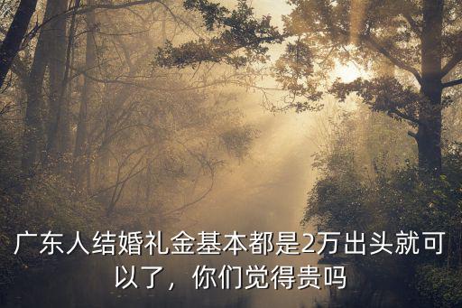 廣東人結婚禮金基本都是2萬出頭就可以了，你們覺得貴嗎