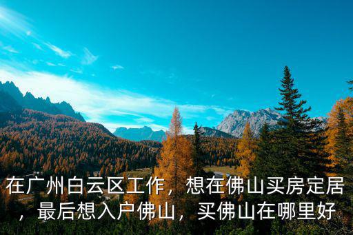 在廣州白云區工作，想在佛山買房定居，最后想入戶佛山，買佛山在哪里好