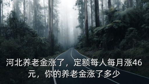 河北養(yǎng)老金漲了，定額每人每月漲46元，你的養(yǎng)老金漲了多少