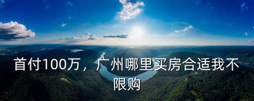首付100萬，廣州哪里買房合適我不限購