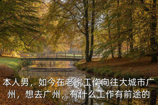 本人男，如今在老家工作向往大城市廣州，想去廣州，有什么工作有前途的