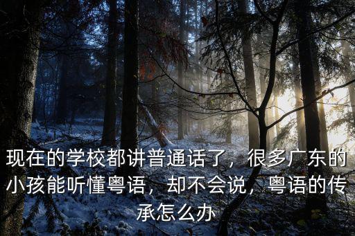 現在的學校都講普通話了，很多廣東的小孩能聽懂粵語，卻不會說，粵語的傳承怎么辦