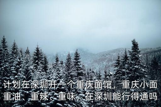計劃在深圳開一個重慶面館，重慶小面重油、重辣、重味，在深圳能行得通嗎