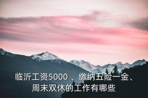 臨沂工資5000 、繳納五險一金、周末雙休的工作有哪些