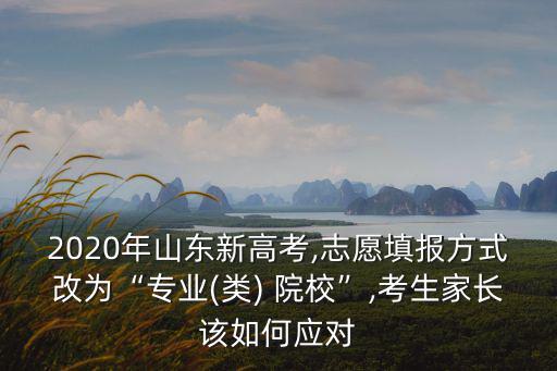 2020年山東新高考,志愿填報方式改為“專業(類) 院校”,考生家長該如何應對