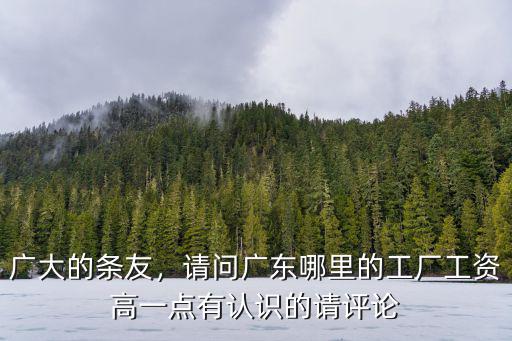 廣大的條友，請問廣東哪里的工廠工資高一點有認識的請評論