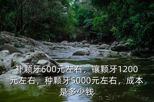 補顆牙600元左右，鑲顆牙1200元左右，種顆牙5000元左右，成本是多少錢