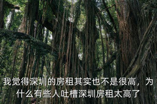 我覺得深圳的房租其實也不是很高，為什么有些人吐槽深圳房租太高了
