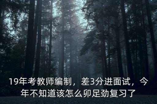19年考教師編制，差3分進(jìn)面試，今年不知道該怎么卯足勁復(fù)習(xí)了
