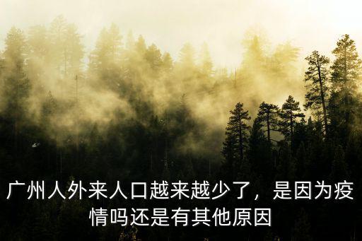 廣州怎么少了那么多人,廣州人外來人口越來越少了