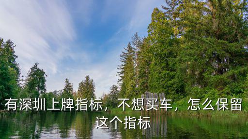 有深圳上牌指標(biāo)，不想買車，怎么保留這個指標(biāo)