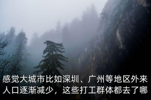 感覺大城市比如深圳、廣州等地區外來人口逐漸減少，這些打工群體都去了哪