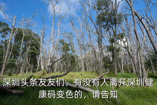 深圳綠碼變紅怎么辦,深圳頭條友友們