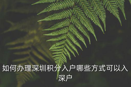 入深圳戶口怎么積分,如何辦理深圳積分入戶