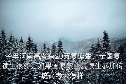 今年河南高考有20萬復讀生，全國復讀生很多，如果國家禁止復讀生參加傳統高考會怎樣