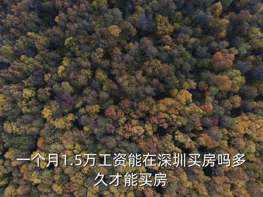 一個月1.5萬工資能在深圳買房嗎多久才能買房