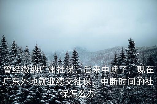 曾經繳納廣州社保，后來中斷了，現在廣東外地就業續交社保，中斷時間的社保怎么辦