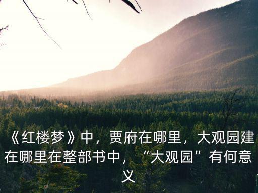 《紅樓夢》中，賈府在哪里，大觀園建在哪里在整部書中，“大觀園”有何意義