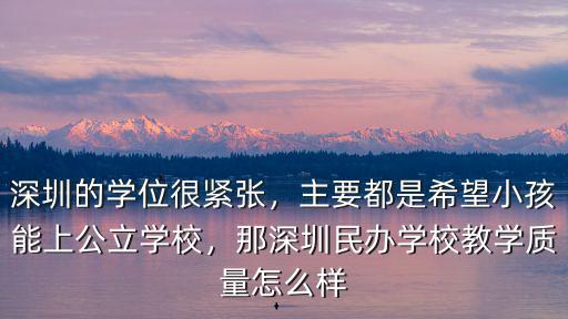 深圳的學位很緊張，主要都是希望小孩能上公立學校，那深圳民辦學校教學質量怎么樣