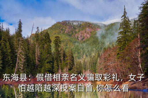 東海縣：假借相親名義騙取彩禮，女子怕越陷越深投案自首,你怎么看