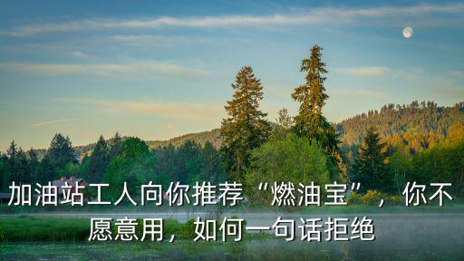 加油站工人向你推薦“燃油寶”，你不愿意用，如何一句話拒絕