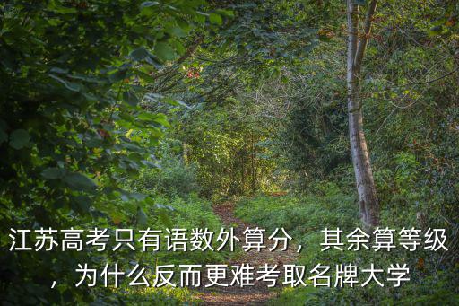 江蘇高考只有語數(shù)外算分，其余算等級，為什么反而更難考取名牌大學