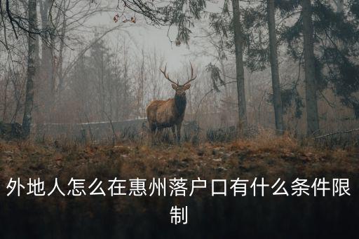 外地人怎么在惠州落戶口有什么條件限制