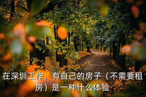 在深圳工作，有自己的房子（不需要租房）是一種什么體驗
