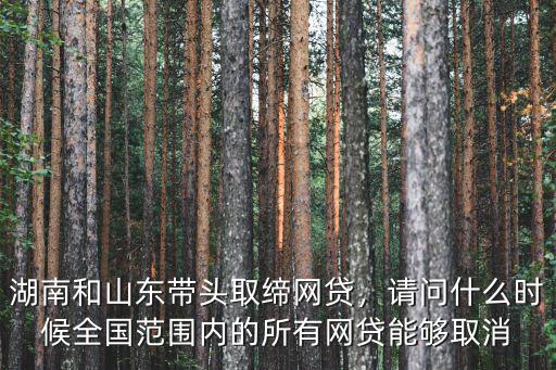 湖南和山東帶頭取締網貸，請問什么時候全國范圍內的所有網貸能夠取消