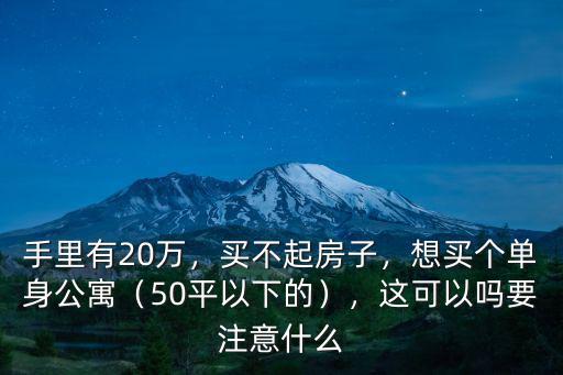 手里有20萬，買不起房子，想買個單身公寓（50平以下的），這可以嗎要注意什么