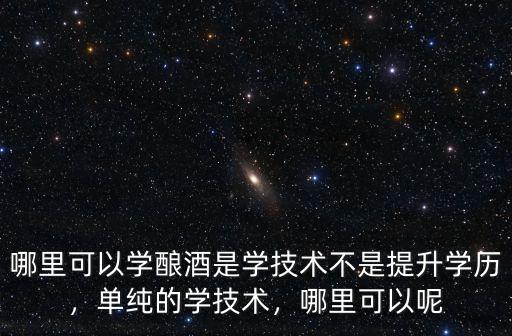 哪里可以學(xué)釀酒是學(xué)技術(shù)不是提升學(xué)歷，單純的學(xué)技術(shù)，哪里可以呢