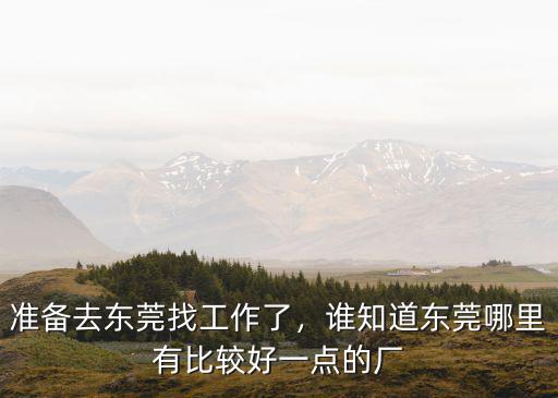 準備去東莞找工作了，誰知道東莞哪里有比較好一點的廠