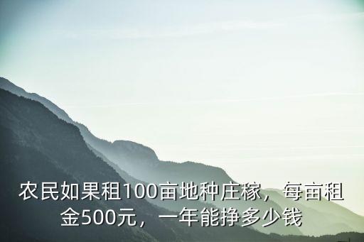 農民如果租100畝地種莊稼，每畝租金500元，一年能掙多少錢