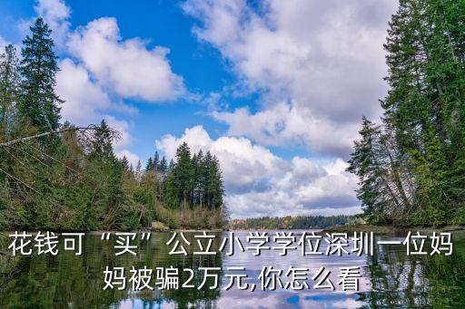 花錢可“買”公立小學學位深圳一位媽媽被騙2萬元,你怎么看