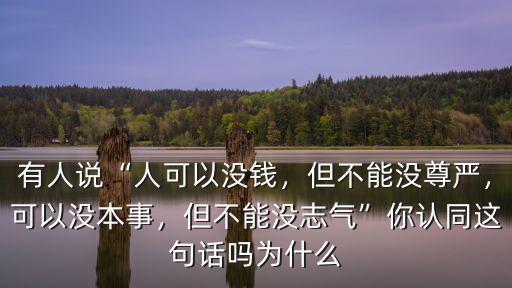 有人說“人可以沒錢，但不能沒尊嚴(yán)，可以沒本事，但不能沒志氣”你認(rèn)同這句話嗎為什么