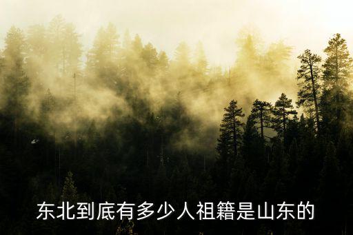 東北到底有多少人祖籍是山東的